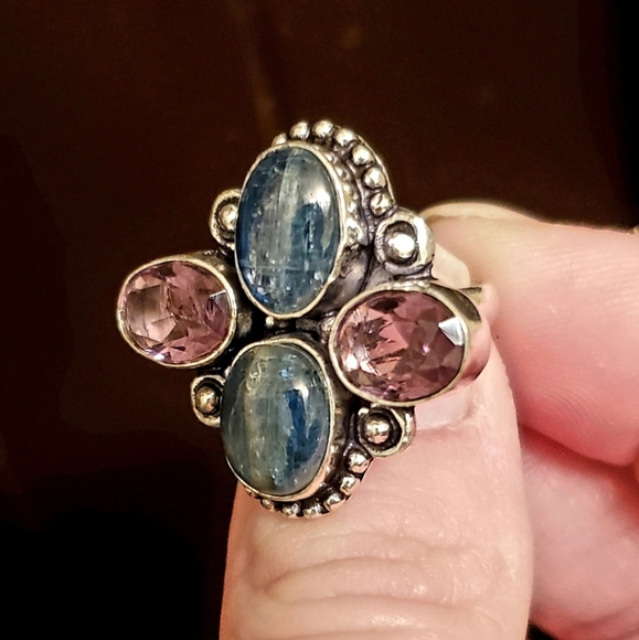 ***Sale*** New Blue Kyanite & Amethyst 925 Silver Ring. - Picture 2 of 10